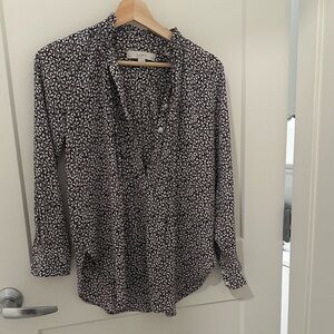 LOFT brown and White Floral Blouse